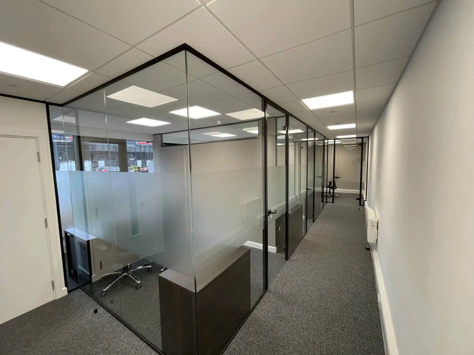 Office space design with Framed Glass Door Partitions Screen