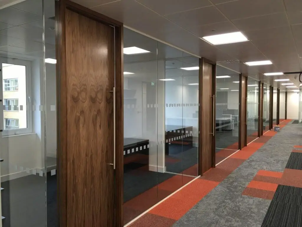 Office space design with Solid Doors Glass Partitions 6