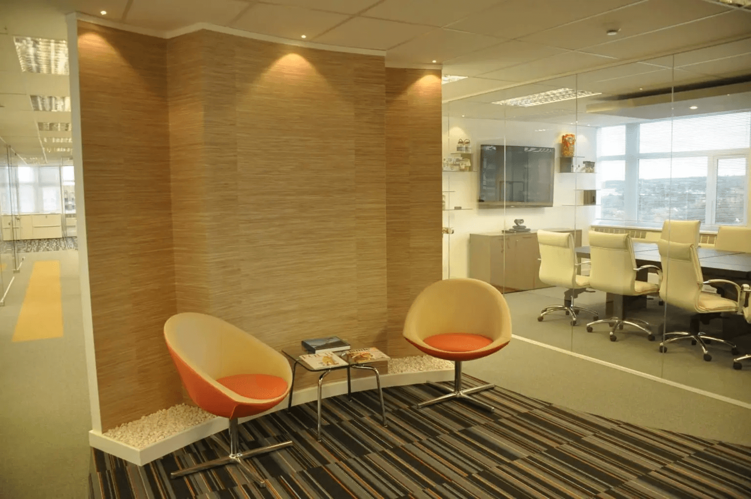Office with green chairs