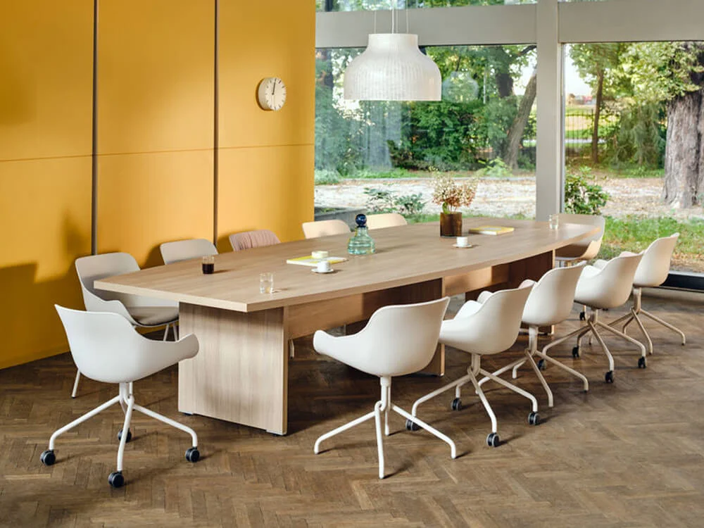 Cove Rectangle Barrel Shaped Meeting Table in Robinia