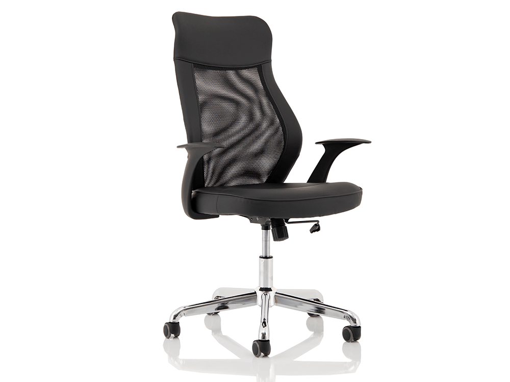 Angelica E28093 Mesh and Leather High Back Operator Chair