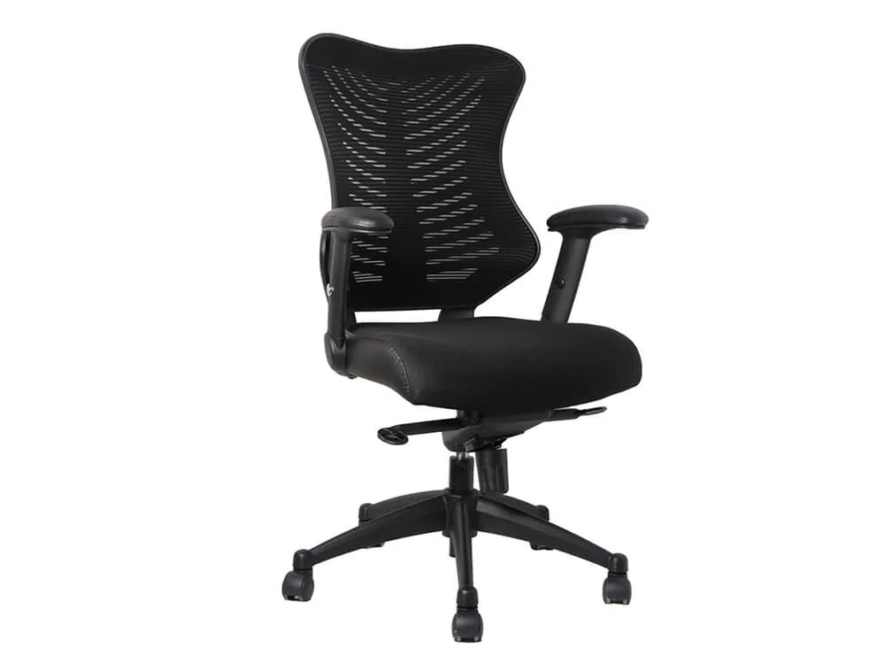 Madog 1 Black Padded Mesh Seat With Faux Leather Trim Operational Chair