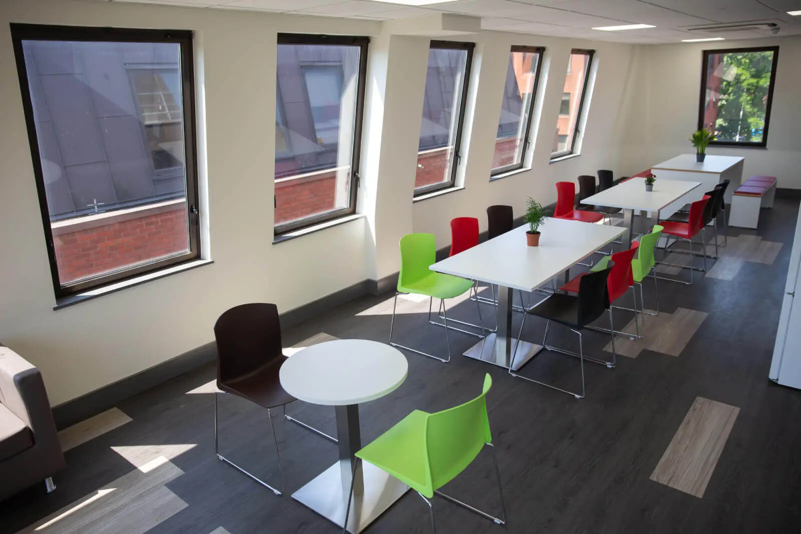 Creative Car Park office space with designer desks, chairs, suspended grid ceiling, flooring, splash backs and glass partitions 1 Creative Car Park office space with designer desks, chairs, suspended grid ceiling, flooring, splash backs and glass partitions 1