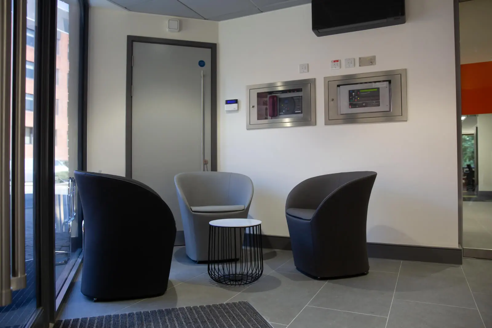 Creative Car Park office space with designer desks, chairs, suspended grid ceiling, flooring, splash backs and glass partitions 14 Creative Car Park office space with designer desks, chairs, suspended grid ceiling, flooring, splash backs and glass partitions 14