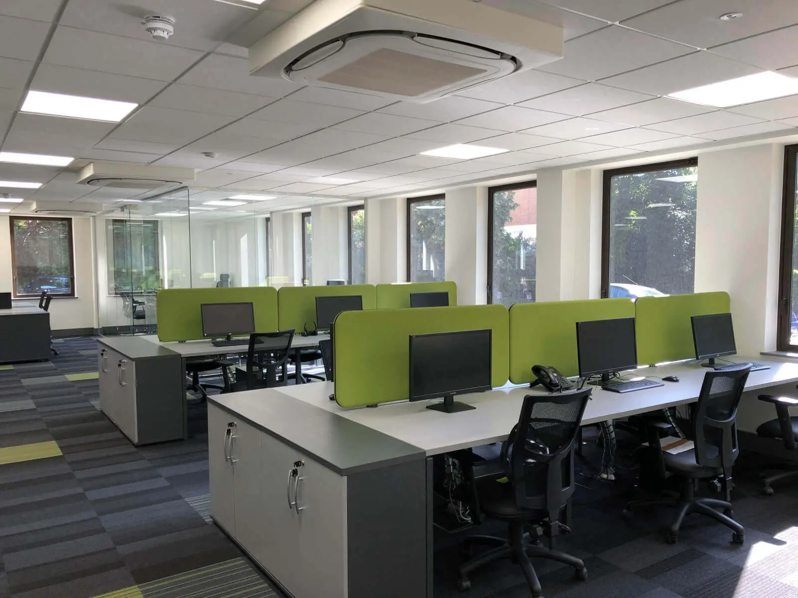 Creative Car Park office space with designer desks, chairs, suspended grid ceiling, flooring, splash backs and glass partitions 24 Creative Car Park office space with designer desks, chairs, suspended grid ceiling, flooring, splash backs and glass partitions 24
