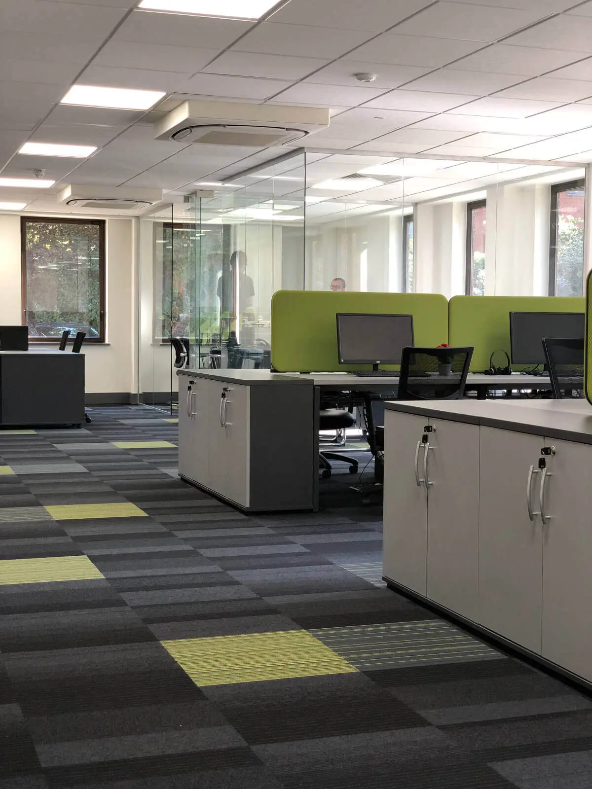 Creative Car Park office space with designer desks, chairs, suspended grid ceiling, flooring, splash backs and glass partitions 25 Creative Car Park office space with designer desks, chairs, suspended grid ceiling, flooring, splash backs and glass partitions 25