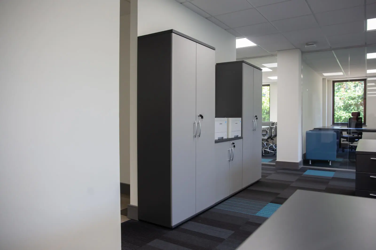 Creative Car Park office space with designer desks, chairs, suspended grid ceiling, flooring, splash backs and glass partitions 6 Creative Car Park office space with designer desks, chairs, suspended grid ceiling, flooring, splash backs and glass partitions 6