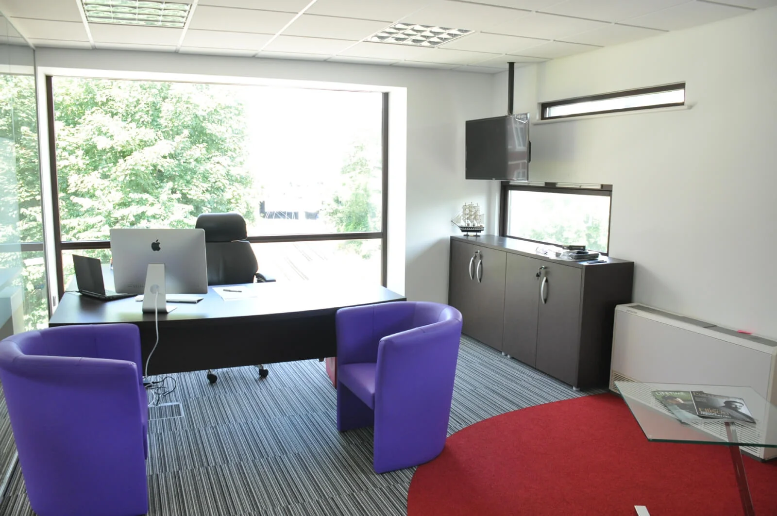Unimines office space with designer furnitures and laminated wood flooring and suspended grid ceiling and glass partitions screen 10 Unimines office space with designer furnitures and laminated wood flooring and suspended grid ceiling and glass partitions screen 10