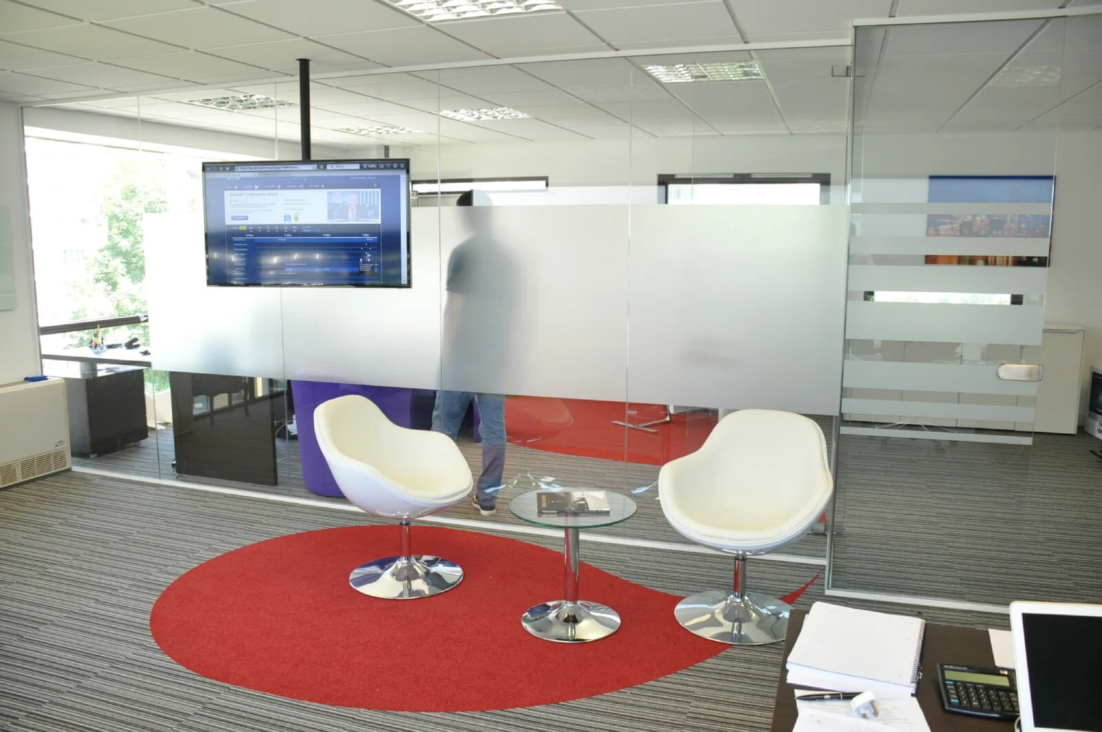 Unimines office space with designer furnitures and laminated wood flooring and suspended grid ceiling and glass partitions screen 17 Unimines office space with designer furnitures and laminated wood flooring and suspended grid ceiling and glass partitions screen 18