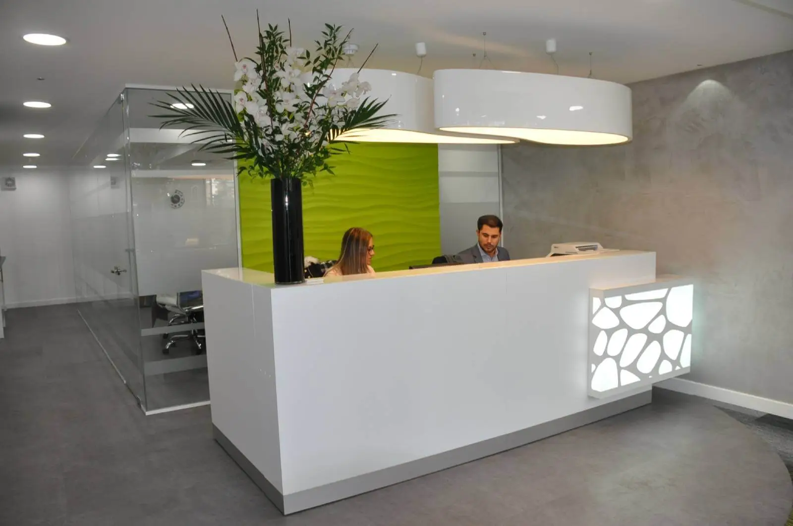 Business Cube Serviced offices with designer ceiling, flooring and glass partitions