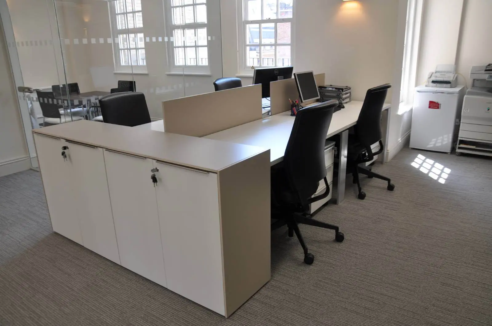 Aprirose-office-space-with-designer-furniture,-plasterboard-ceiling,-laminated-wood-flooring-and-glass-partitions 8
