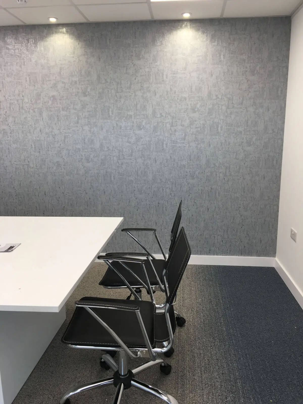 Beat Concept office space with designer back to back office desks, chiars and suspended grid ceiling 11