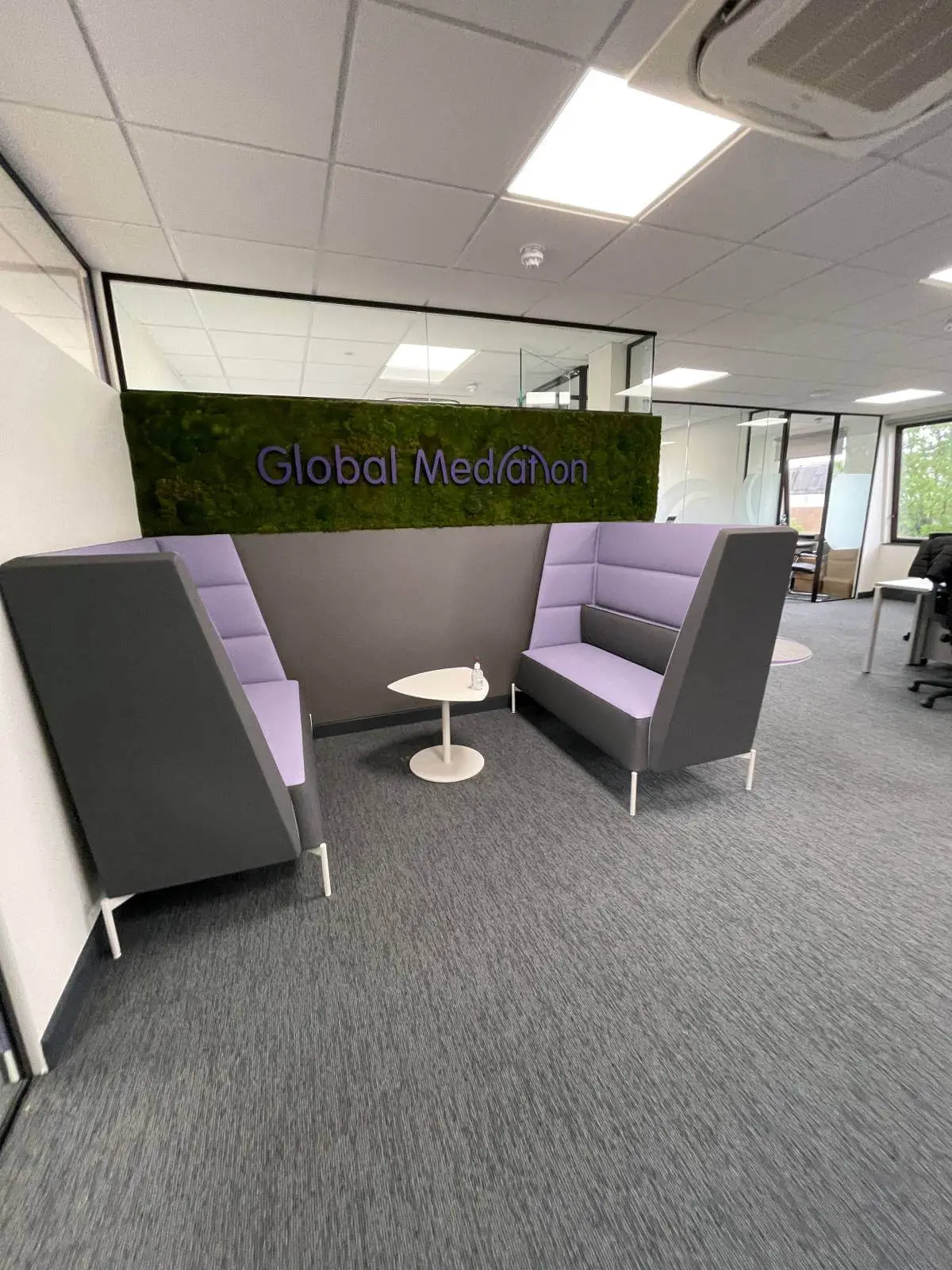 Global Mediation office space with plasterbaord ceiling, designer flooring and glass partitions 10