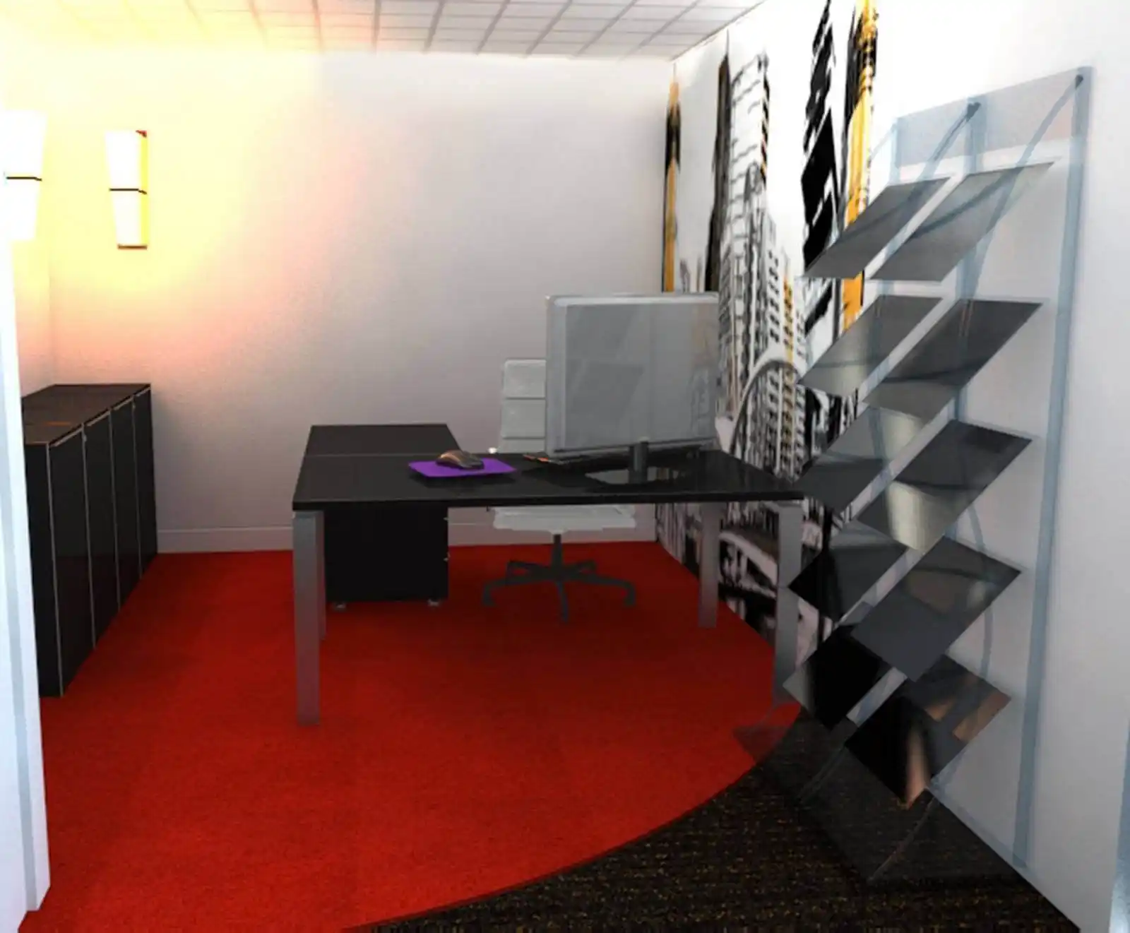 Prideview developers office space with designer furnitures and carpet tile flooring and suspended grid ceiling and frameless glass partitions screen 1