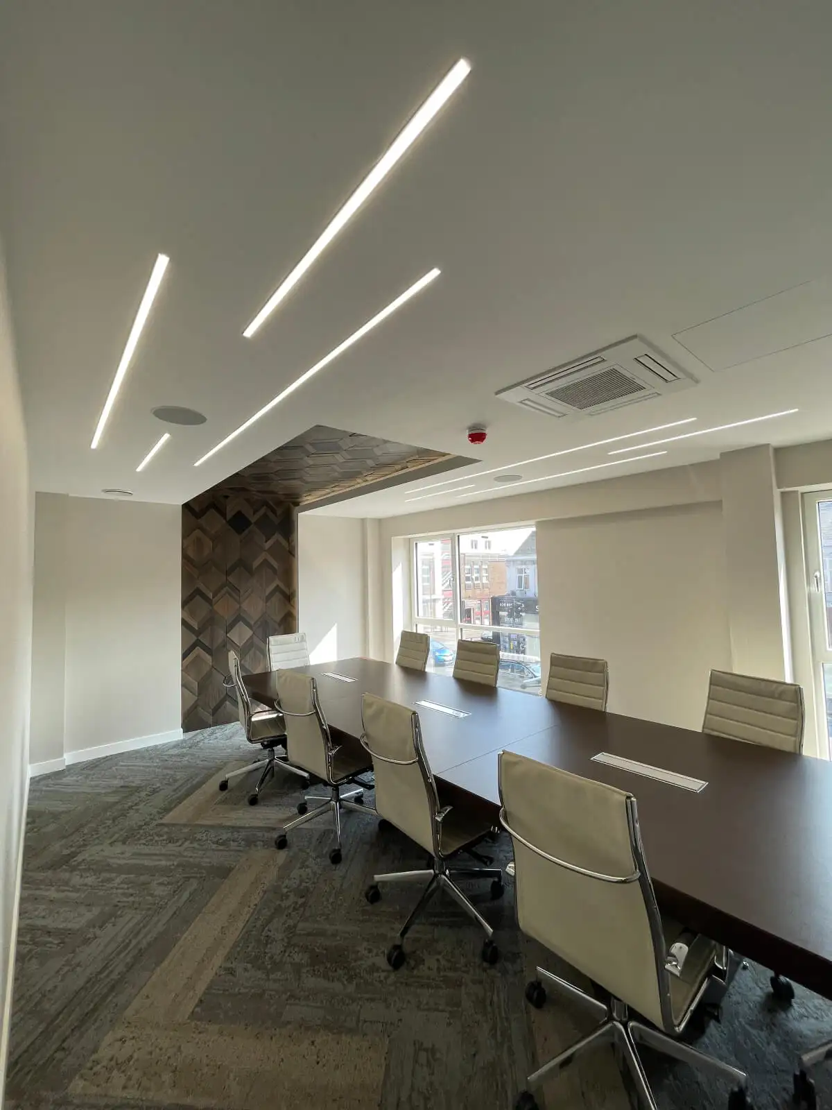 Prideview Properties office space with designer furnitures and black framed glass partitions 62