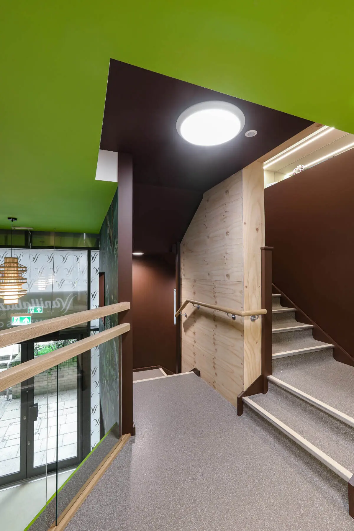 Vanilla Bazaar office space with designer furniture, laminated wood flooring, ceiling and glass partitions 13
