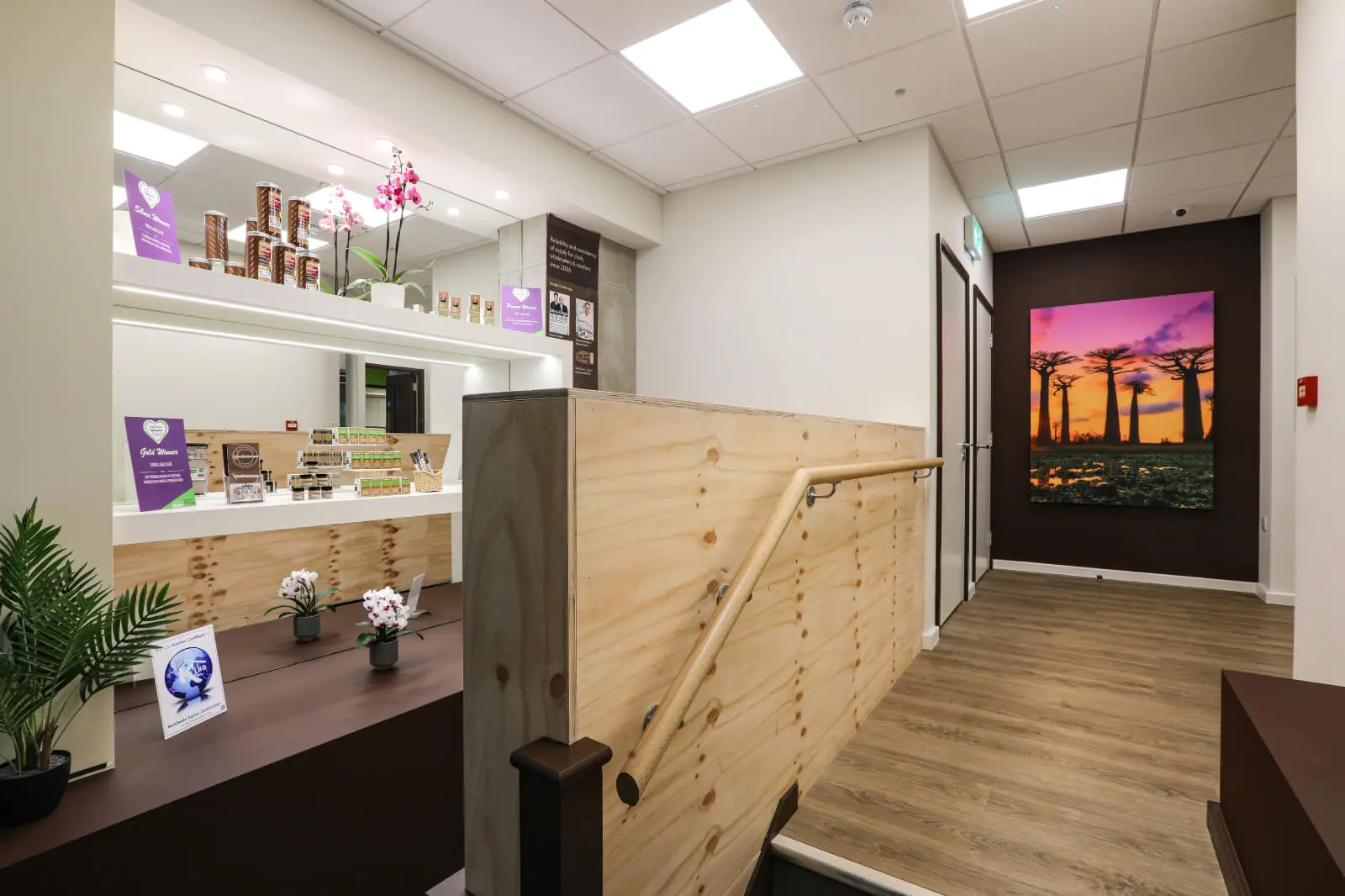 Vanilla Bazaar office space with designer furniture, laminated wood flooring, ceiling and glass partitions 15