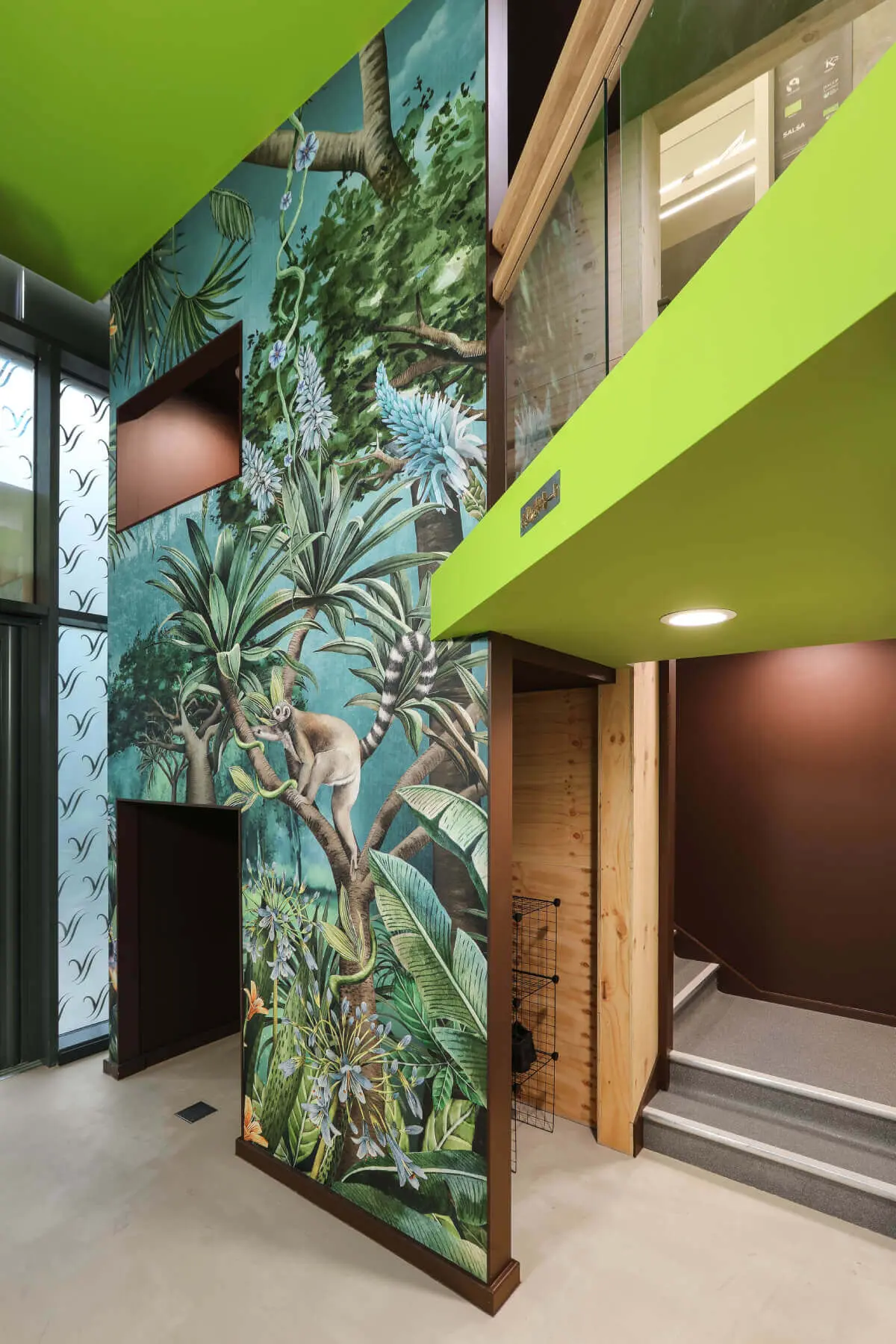 Vanilla Bazaar office space with designer furniture, laminated wood flooring, ceiling and glass partitions 9