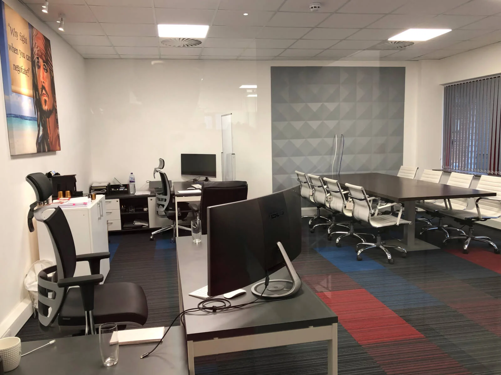veswas office space with designer furnitures and raised flooring and suspended grid ceiling and glass partitions screen 17