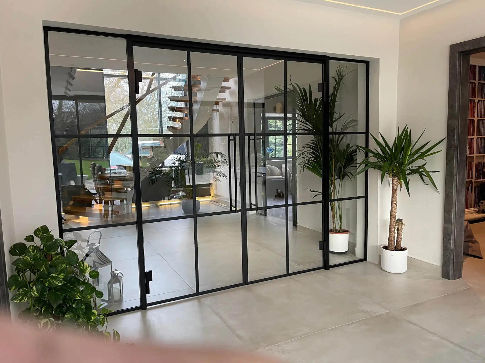 Vish Home black frame single glazed glass partitions 1