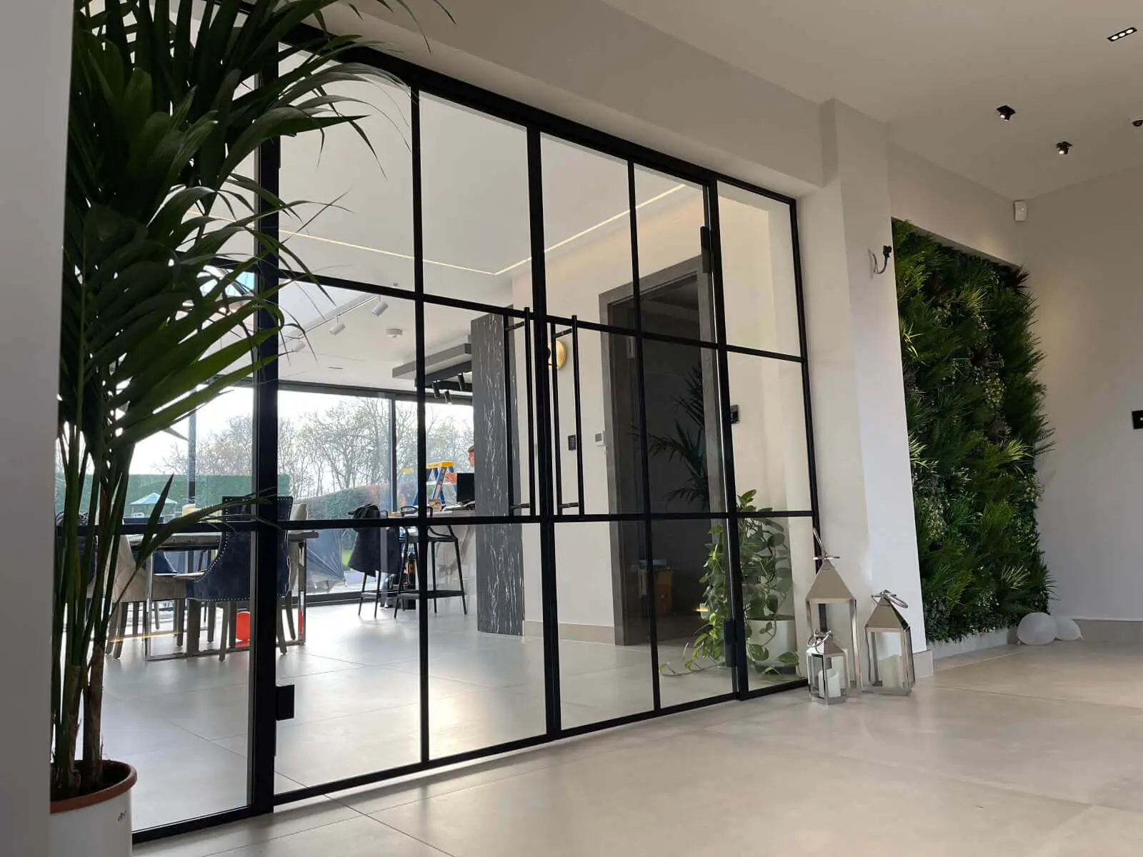 Vish Home black frame single glazed glass partitions 10