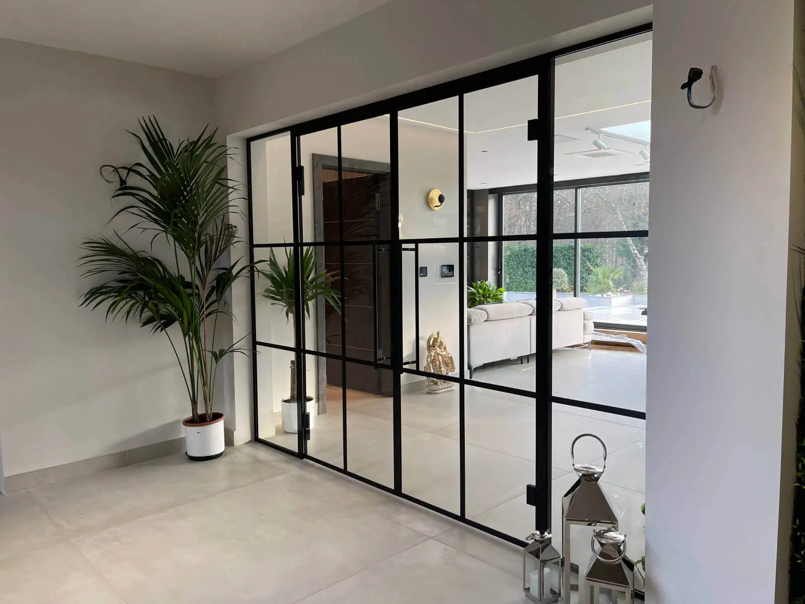 Vish Home black frame single glazed glass partitions 11