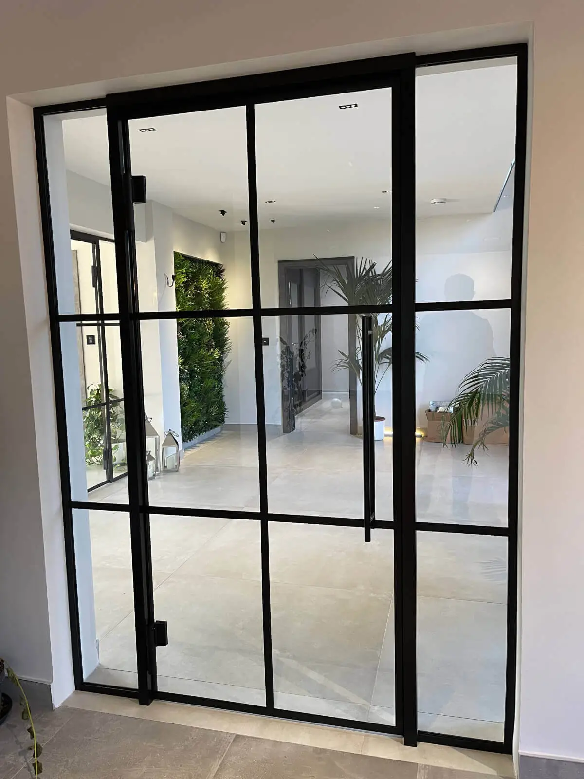 Vish Home black frame single glazed glass partitions 16