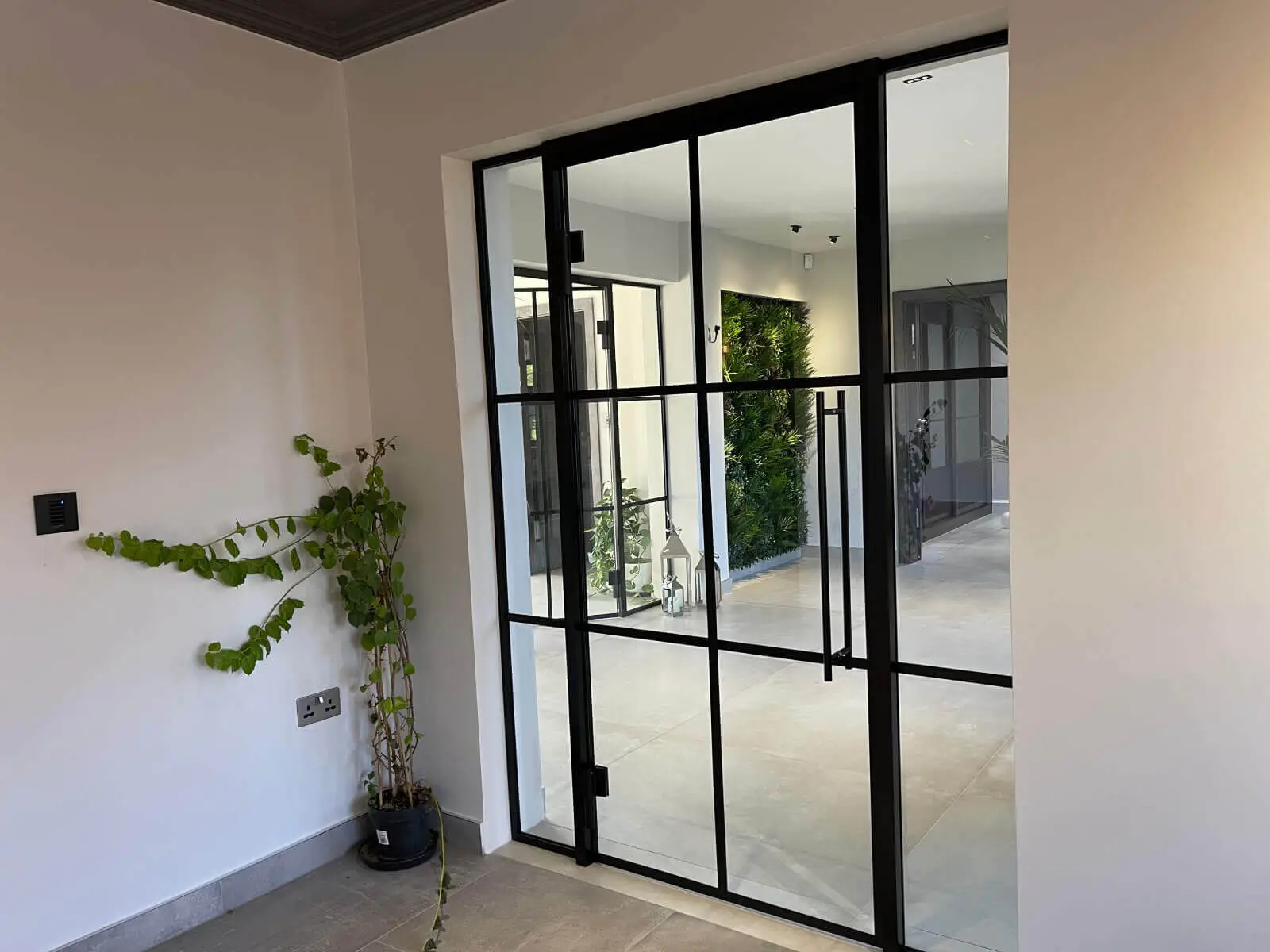 Vish Home black frame single glazed glass partitions 17