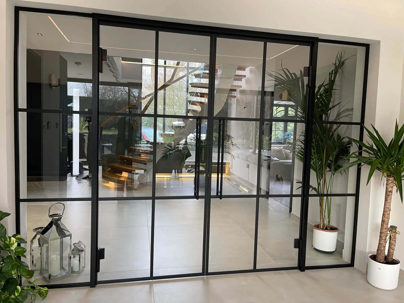 Vish Home black frame single glazed glass partitions 3