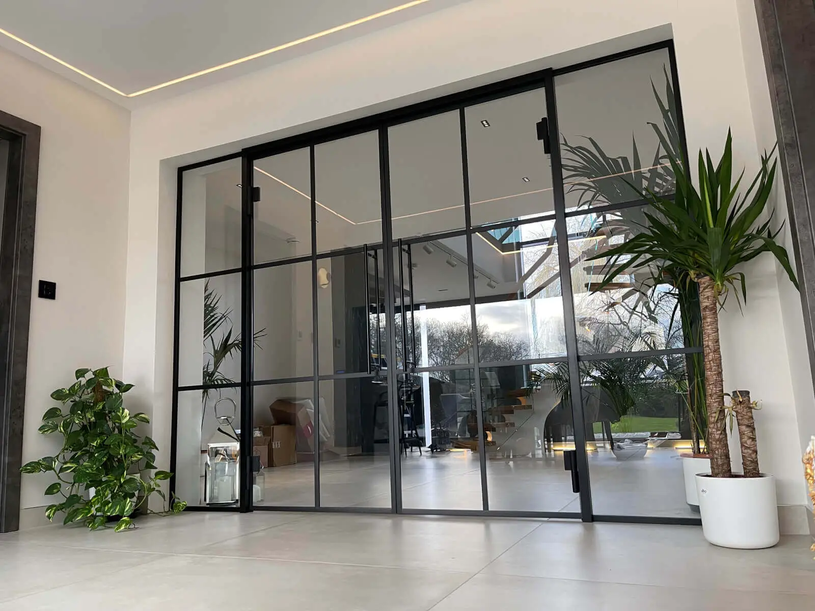 Vish Home black frame single glazed glass partitions 6
