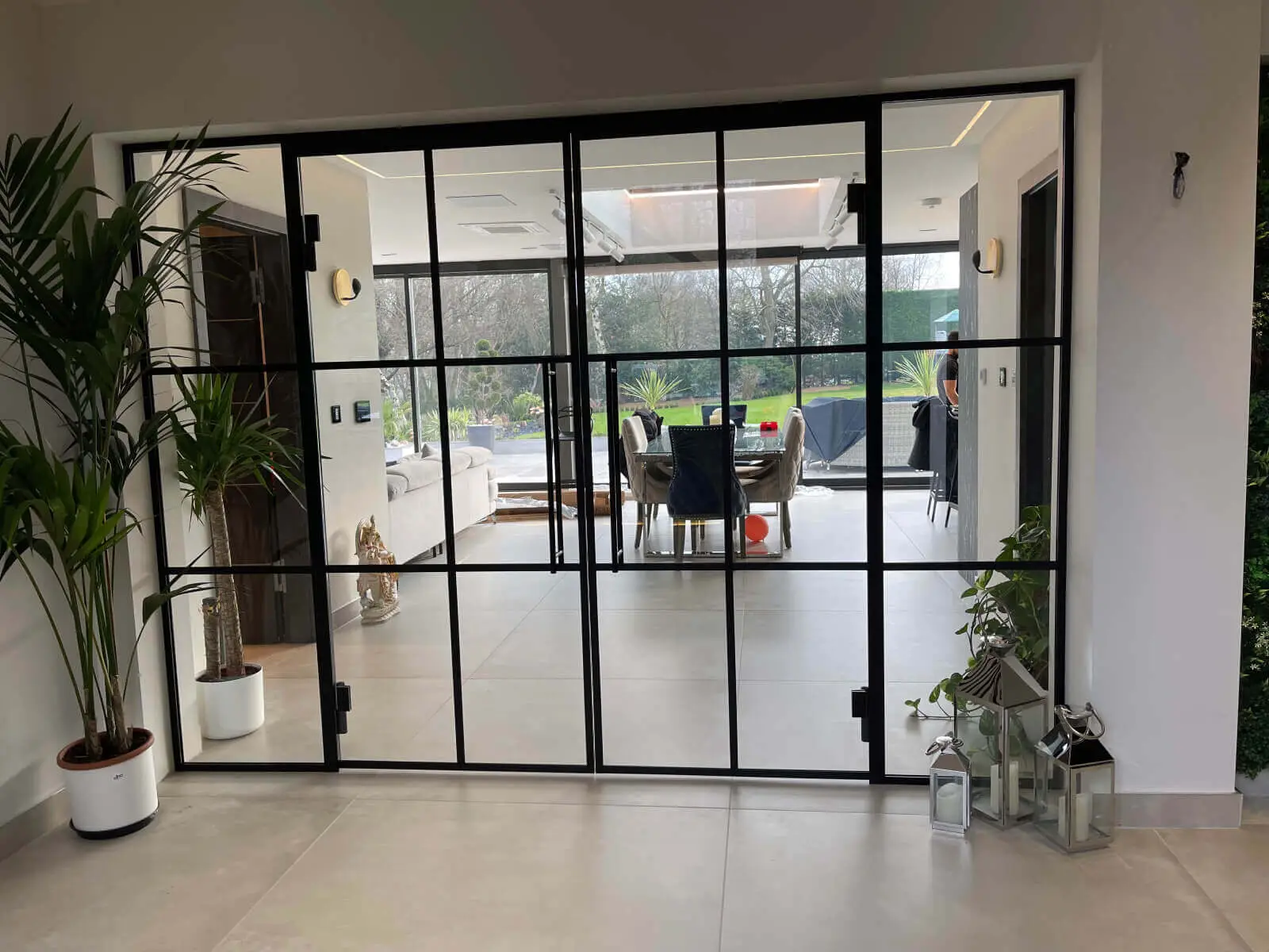 Vish Home black frame single glazed glass partitions 8