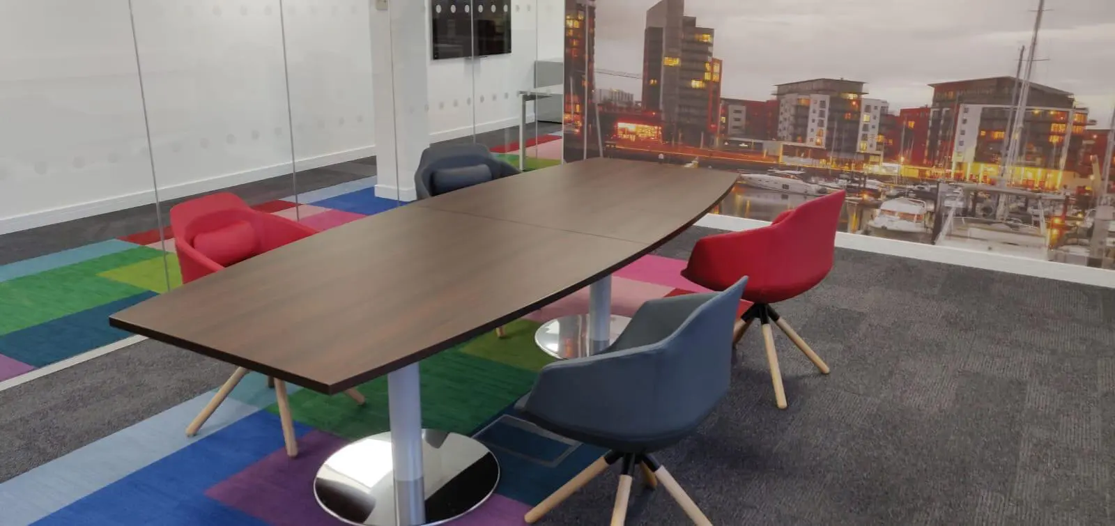 Ngage Recruitment office space with designer furniture and glass partitions and carpet tile flooring along with suspended grid ceiling 42