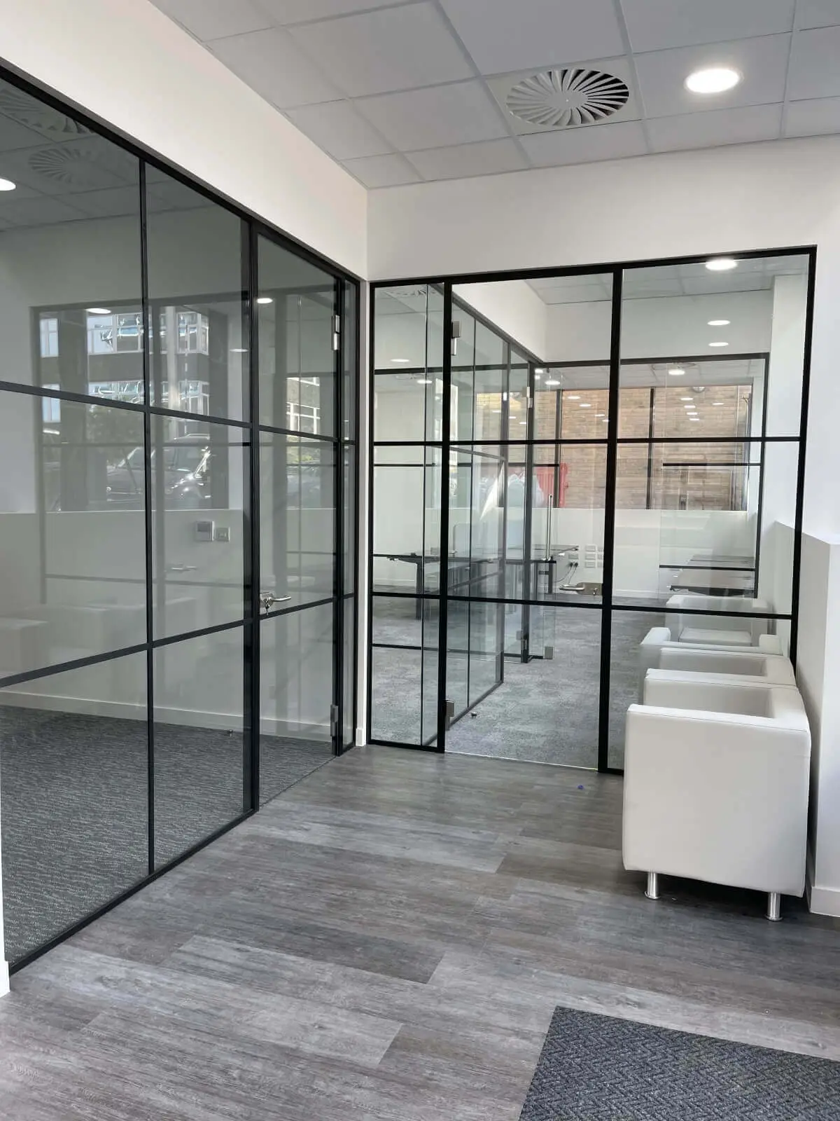 Office space design with Crittall Style Glass Partitions Screen 1