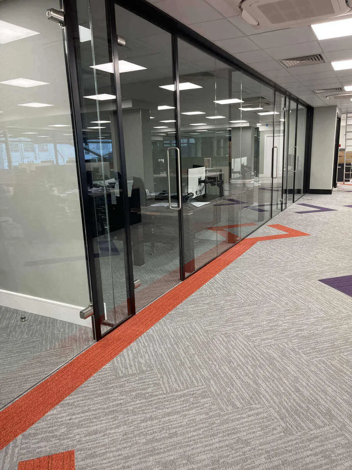 Office space design with Framed Glass Door Partitions Screen 13