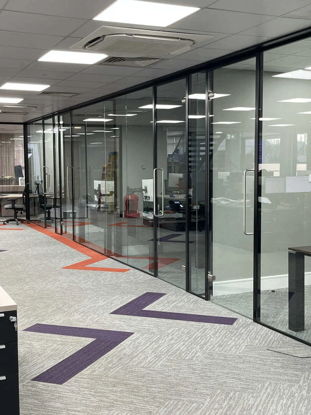 Office space design with Framed Glass Door Partitions Screen 15