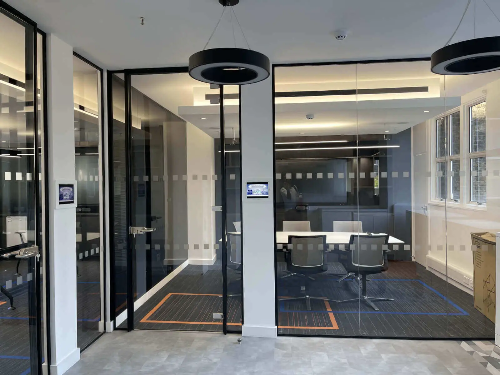 Office space design with Framed Glass Door Partitions Screen 8
