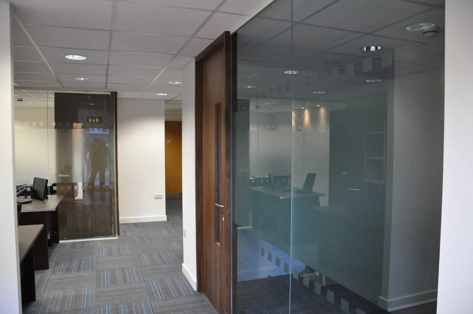 Office space design with Solid Doors Glass Partitions 1
