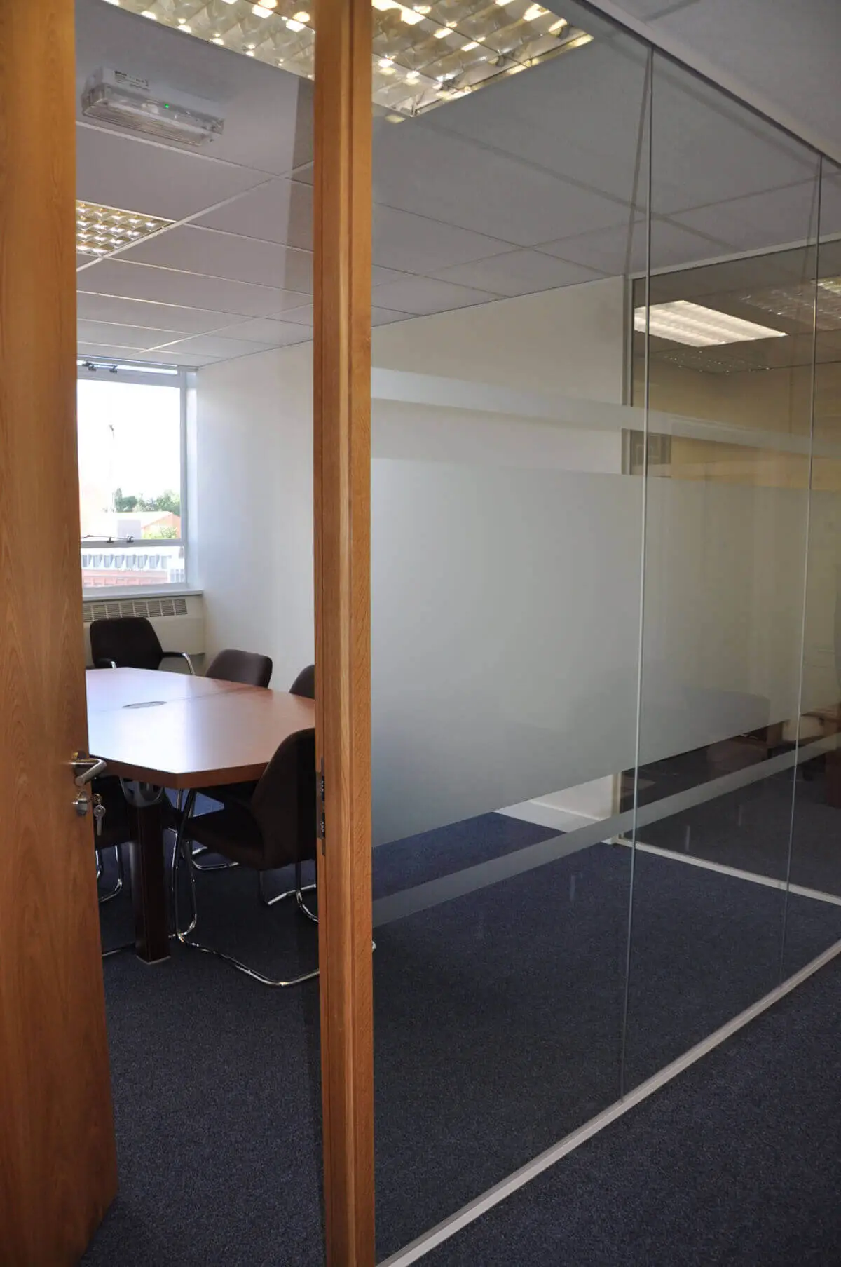 Office space design with Solid Doors Glass Partitions 10