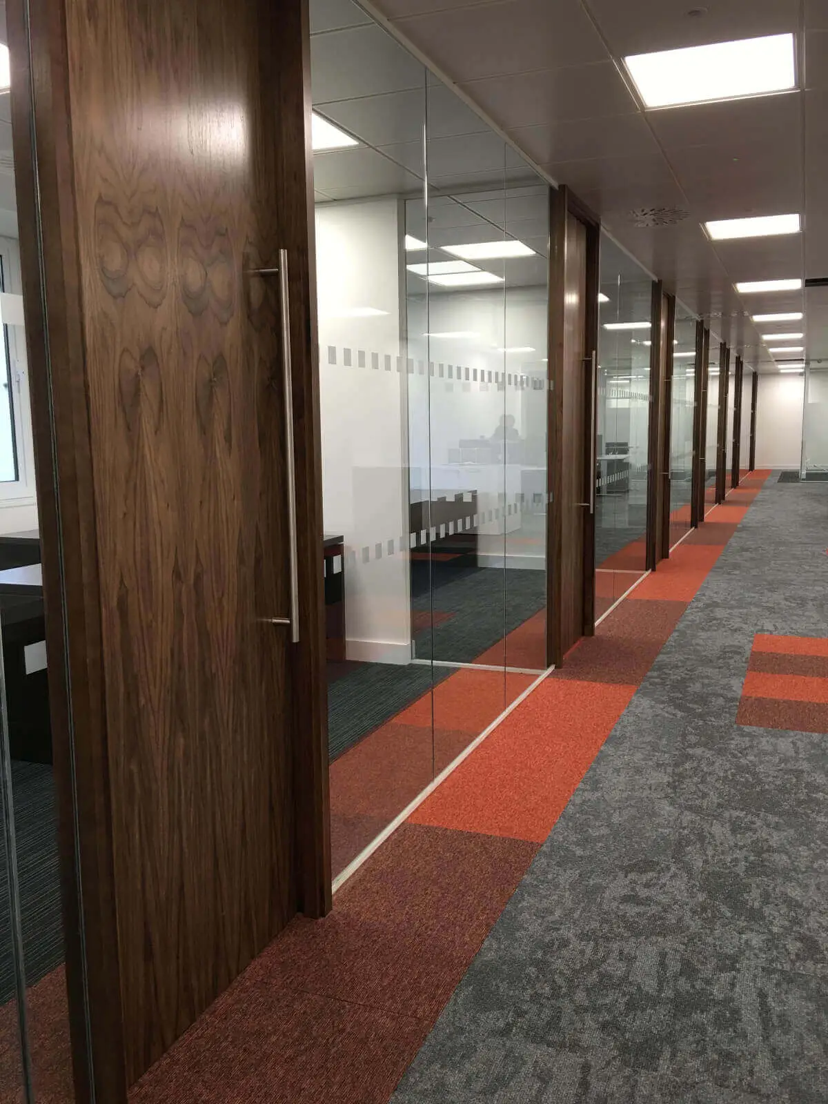 Office space design with Solid Doors Glass Partitions 12