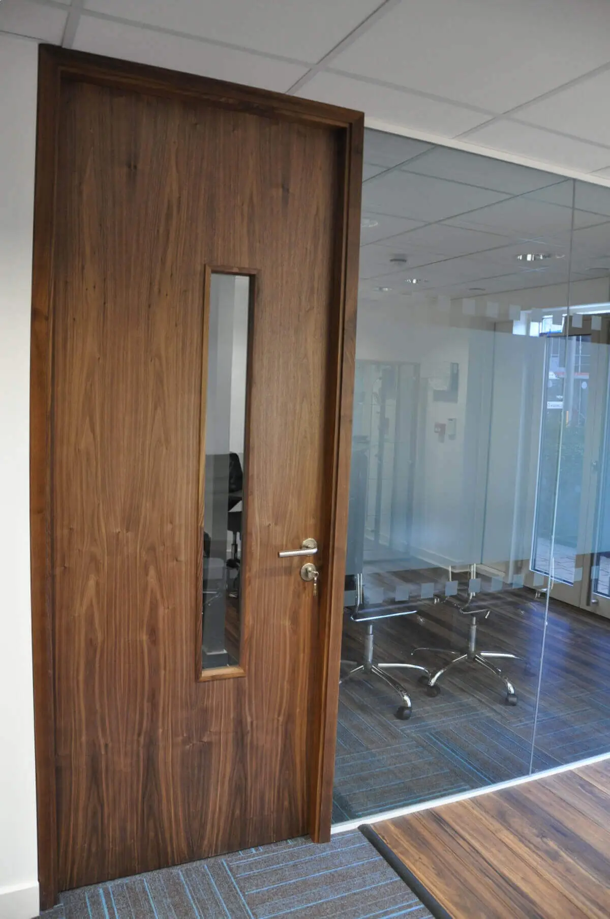 Office space design with Solid Doors Glass Partitions 7